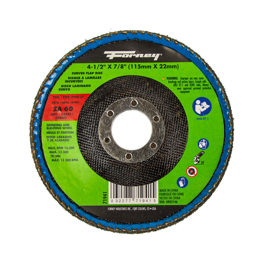 Curved Edge Flap Disc, 4-1/2 in x 7/8 in, 60 Grit